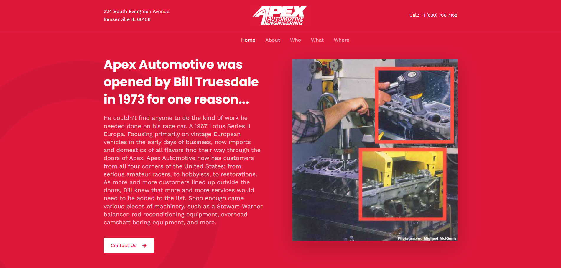 Apex Automotive Engineering website screenshot